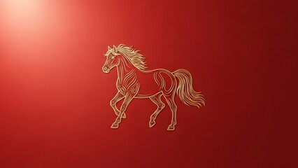 Fototapeta premium Theme Chinese New Year,&nbsp;Golden horse illustration on red background with dynamic movement