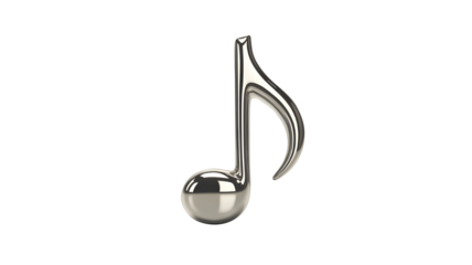 Shiny silver eighth note music symbol on transparent background  musical notation icon transparent background