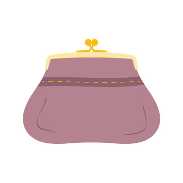 Set of colorful retro coin purses and vintage style wallets in flat vector design