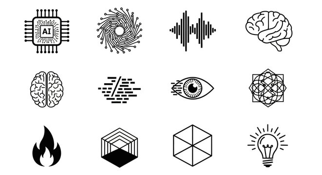 Black and white technology icons set 1.
