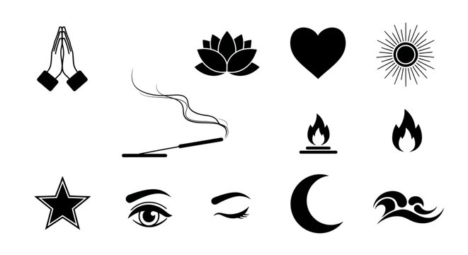 Black icons of various symbolic shapes 1.