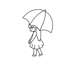 A girl is walking with an umbrella