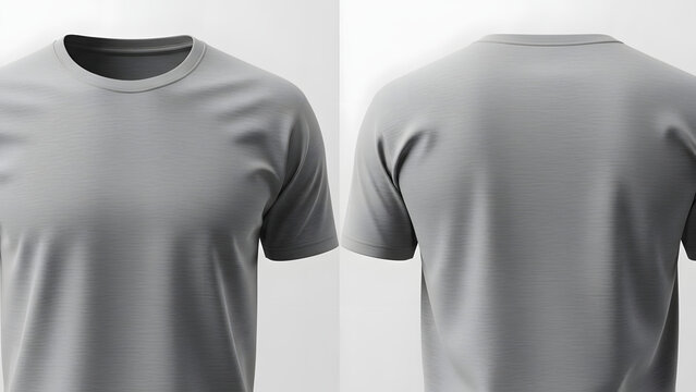 Plain Gray T-Shirt Mockup Template with Front and Back Views, Ideal for Customizable Apparel Design, Branding Presentation, and Product Showcases