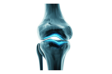 Knee joint with blue highlight isolated on a transparent background