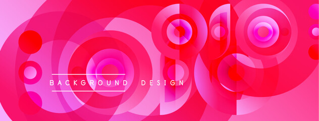 Abstract pink design features overlapping circles, creating dynamic visual texture. Text reads background design. Modern, vibrant composition.
