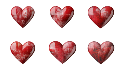Valentine's day red hearts isolated on transparent background
