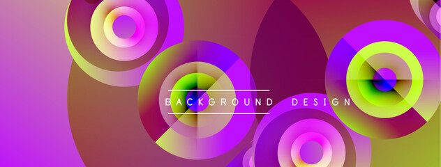 Fototapeta premium Abstract vibrant circles overlap, creating colorful gradients. Text reads background design over layered shapes. Modern visual composition.