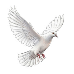 Obraz premium White Dove Flying Isolated Black Background