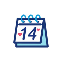 Calendar marking the fourteenth day isolated on transparent background