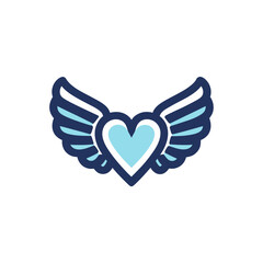 Heart with wings isolated on transparent background