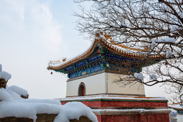 Four Great Regions ancient architecture after snow at the Summer Palace, Beijing, China