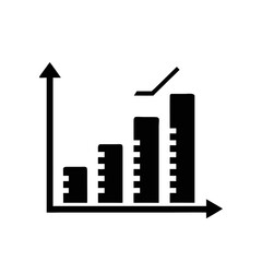Graph showing increasing data trends isolated on transparent background