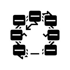 Circular flow diagram with arrows isolated on transparent background