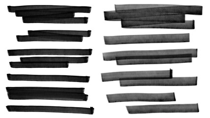 Black Hand-Drawn Horizontal Scribble Line Illustration Set Isolated on Transparent Background