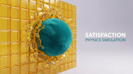 Abstract 3D Physics Simulation of a Sphere Impacting Amber Cubes