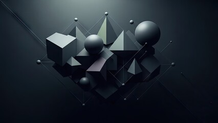 3D Geometric Shapes on Dark Background