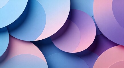 Abstract 3D paper circles background in blue and pink pastel colors