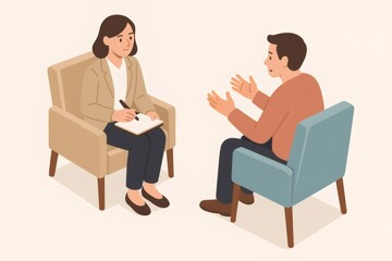 Obraz premium Psychologist providing counseling during a therapy session. Client discussing issues, receiving emotional support and empathy