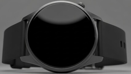 Close-up perspective of a modern, dark-toned digital wearable device with a sleek, unlit display, emphasizing advanced personal technology and contemporary design