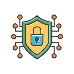 Fototapeta premium Shield with circuit and padlock illustration