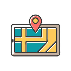 Tablet showing a map with a location pin