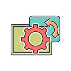Obraz premium Vector gear icon with refresh symbol
