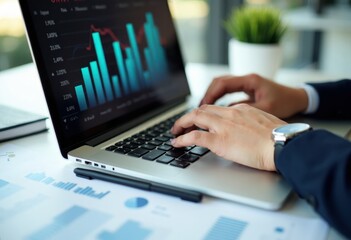 Analyzing Financial Data on a Laptop with Graphs and Charts