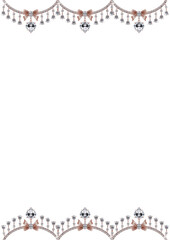 Elegant and ornate decorative border design featuring sparkling jewels, delicate bows, and hanging beads, ideal for invitations, certificates, or stylish event embellishments