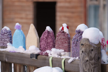 knitted, colorful wool hats © talavietis