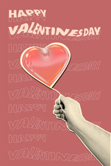Happy Valentines Day collage poster mixed media style halftone