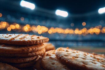 Round Savory Snacks Night Stadium Scene