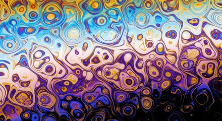 Abstract Swirls Liquid Marble Texture Purple Blue Yellow