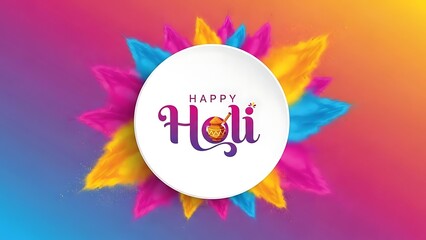 Holi festival celebration with colorful powder and happy greeting card design