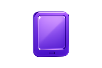 Purple glossy tablet device icon with blank screen 3d render isolated on transparent background