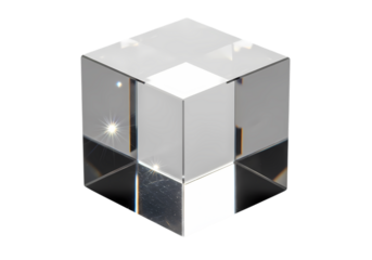 Reflecting clear crystal cube for science concepts
