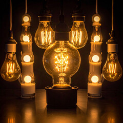 A group of light bulbs