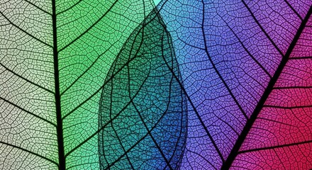 Obraz premium Macro Skeleton Leaves Translucent Gradient Colors