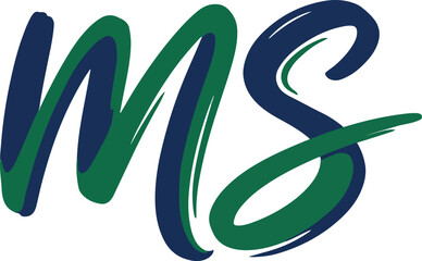 Modern Abstract MS Letter Logo with Dynamic Brush Strokes