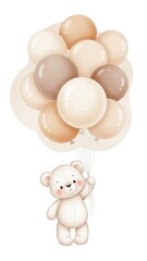 Cute Bear Holding Balloons