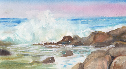 Surf at the rocky shore