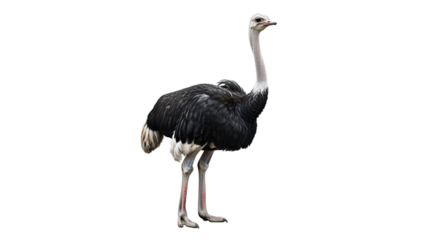 An ose bird with long neck and long legs standing in front.