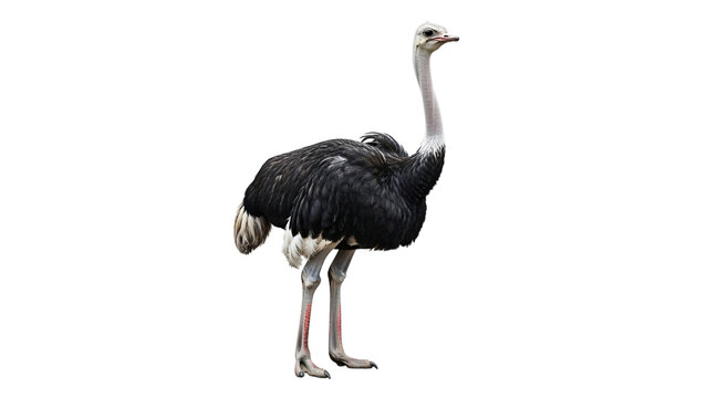 An ose bird with long neck and long legs standing in front.