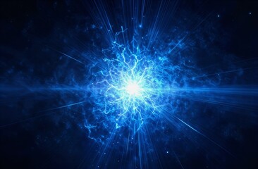 Blue energy burst radiating electric light explosion