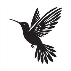 Obraz premium Flying hummingbird silhouette vector, Silhouette abstract flying hummingbirds isolated on white background illustration