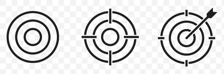 Set of goals. Target icon. Target, goal icon. Archery target with arrow on isolated eps 10
