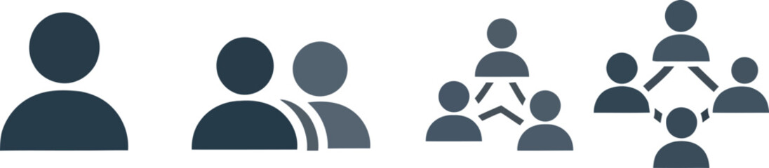 Icons representing individuals and groups, illustrating connections and networks