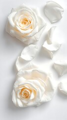 White Rose Petals white  background Cutout