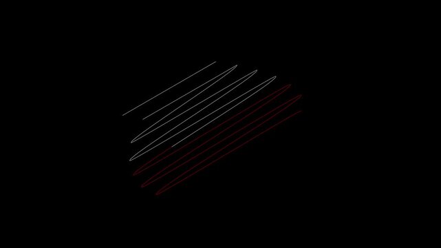 scribble line animation on black background. pencil drawing wavy line 