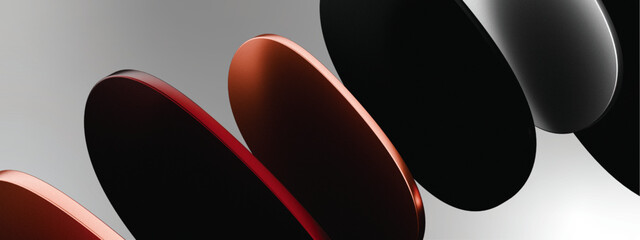 Dark Gray Coral Abstract 3D Oval Shapes Modern Background