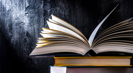 Composition with an open book